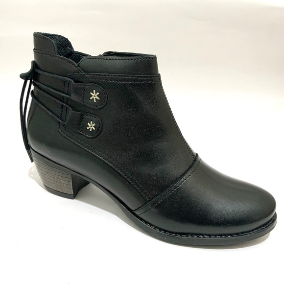 ERIC MICHEAL Casey black leather booties block heel almond toe ankle boots 39 - Picture 11 of 14